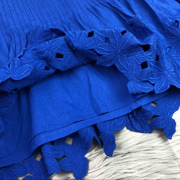 J. Crew Eyelet Floral Mini Skirt Blue Pleated - Picture 3 of 8